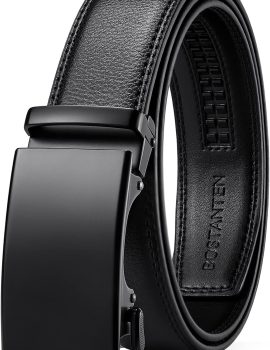 Ratchet Mens Belt Leather Dress and Casual with Adjustable Buckle, Trim to Fit